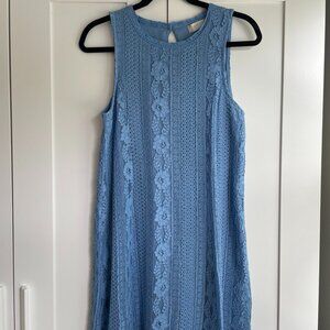 Altar'd State Light Blue Lace High Neck Sleeveless Dress